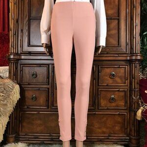 Nina Leonard Canyon Rose Tummy Smoothing Snap Hem Seamed Slim Crepe Stretch Pant